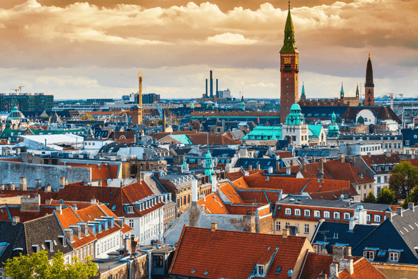 A panoramic photo of Copenhagen