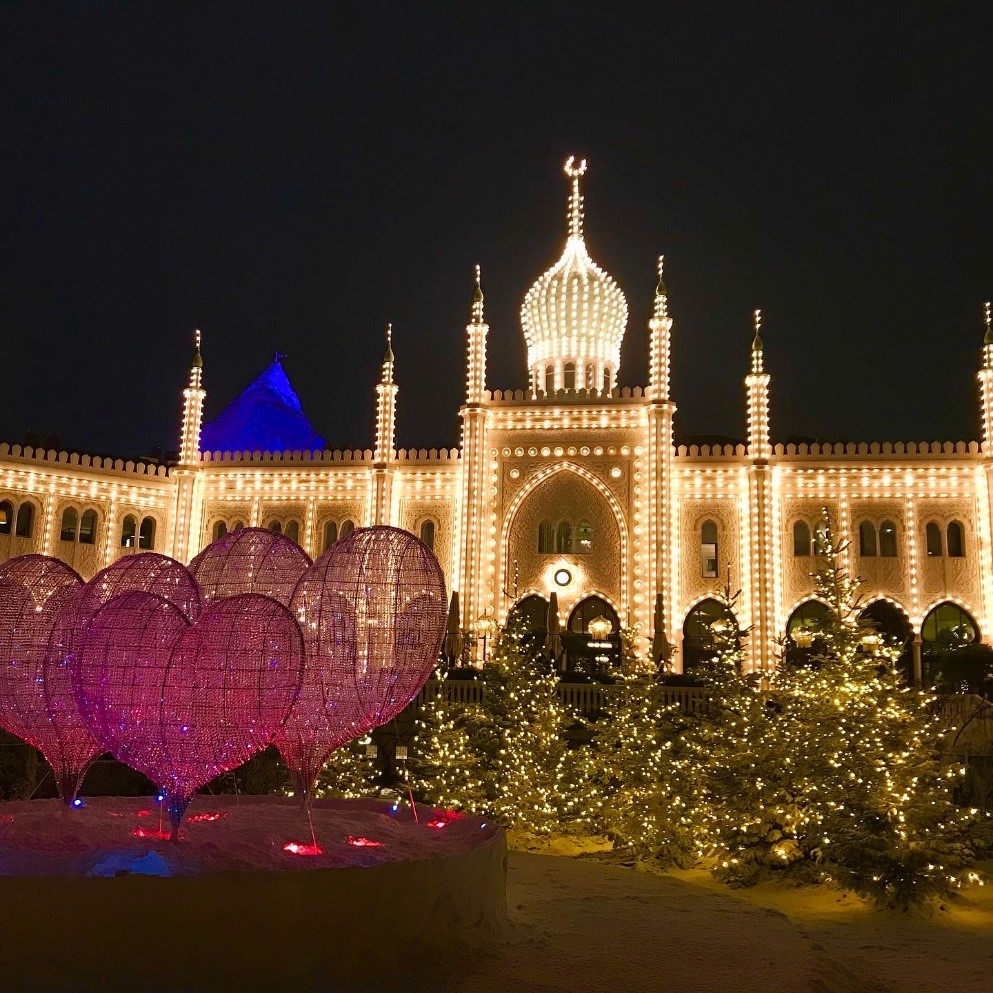 A photo of Christmas decorations of Tivoli Gardens in Copenhagen | Tivoli Gardens in Copenhagen: Feel The Magic All Year Round | Amitylux Tours | Scandinavian Guided Tours | VIP & Luxury Experiences in the Nordics