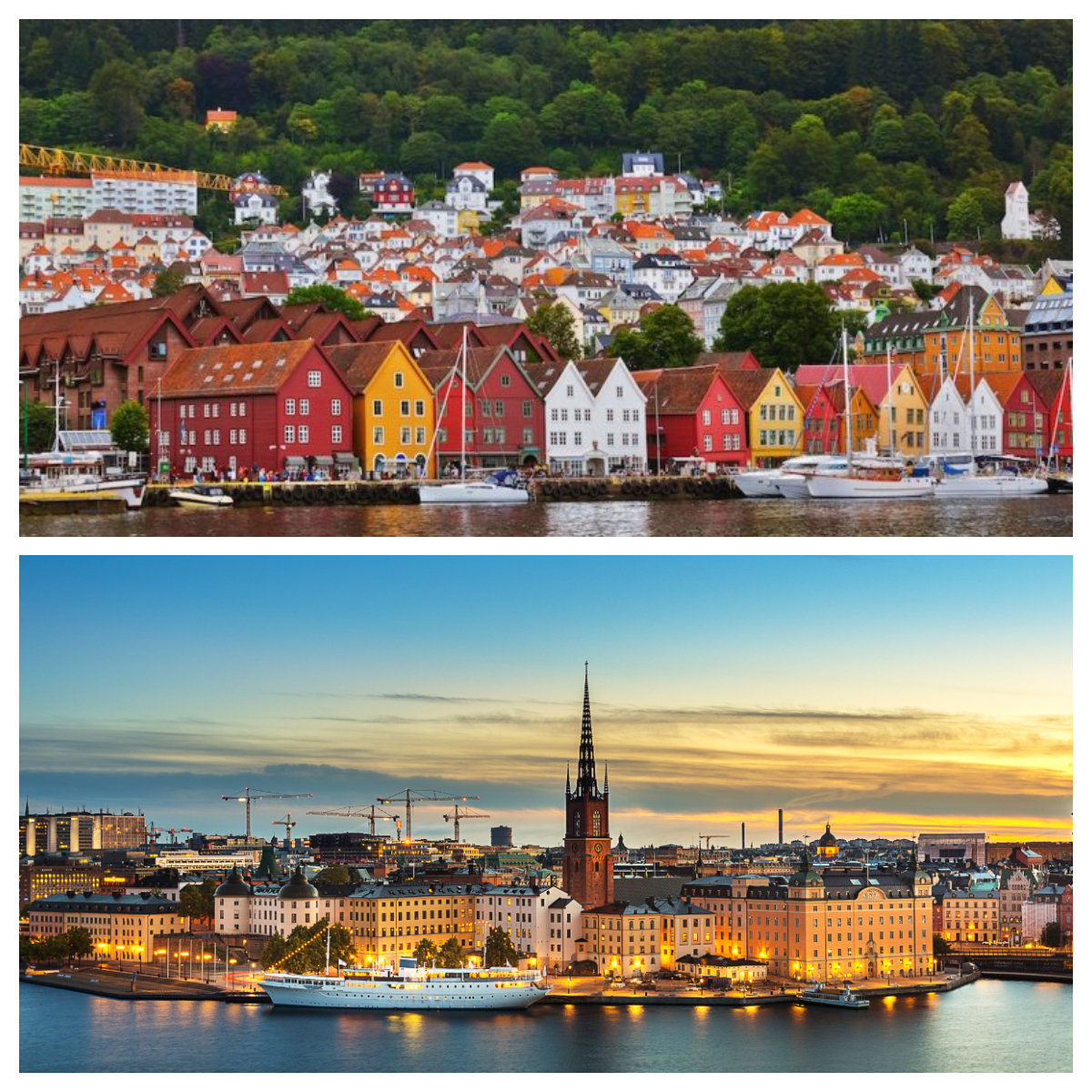 Two photos; the one up from Norway and the other down of Sweden | The World's Happiest Countries: Tribute to Magic Scandinavia | Amitylux Tours | Scandinavian Guided Tours | VIP & Luxury Experiences in the Nordics