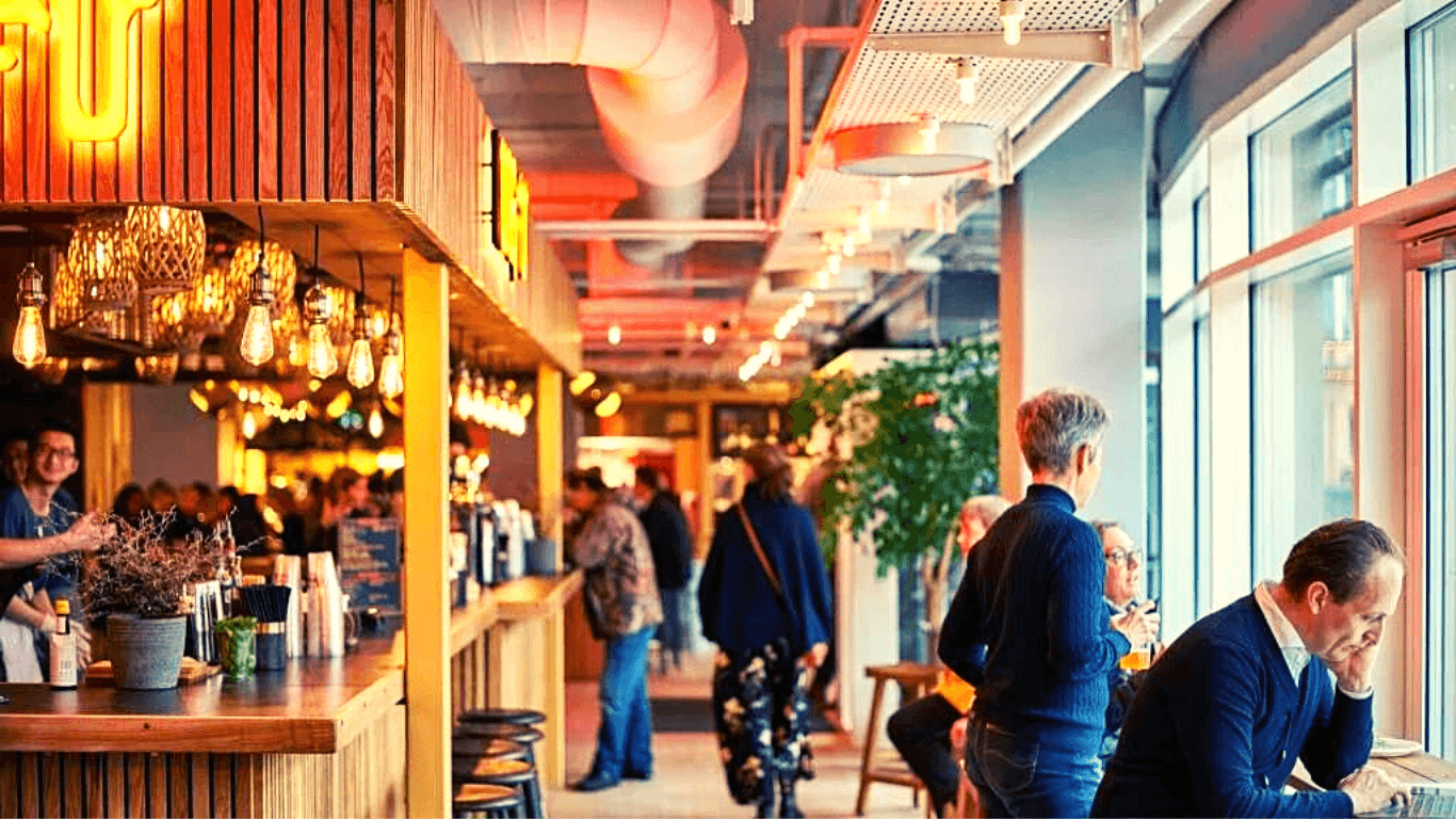A photo from inside Tivoli Food Hall | The Best 5 Street Food Markets in Copenhagen | Amitylux Tours | Scandinavian Guided Tours | VIP & Luxury Experiences in the Nordics