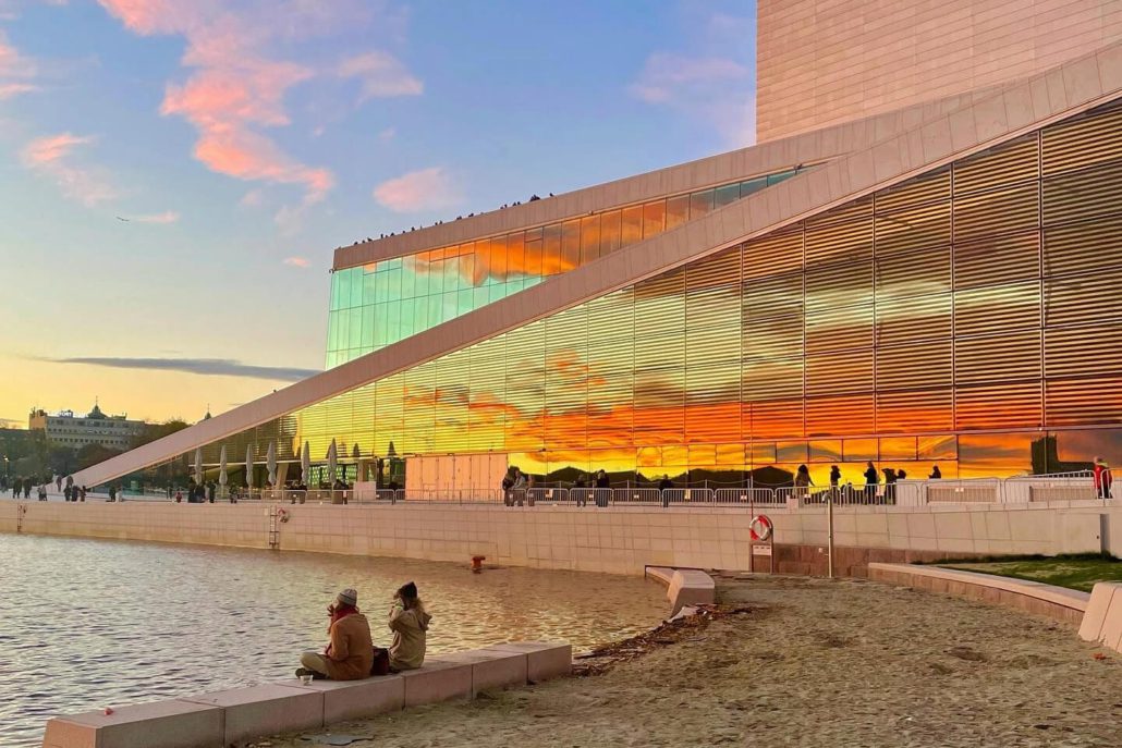 Neighborhoods in Oslo. Bjørvika. Oslo Opera House by the beach