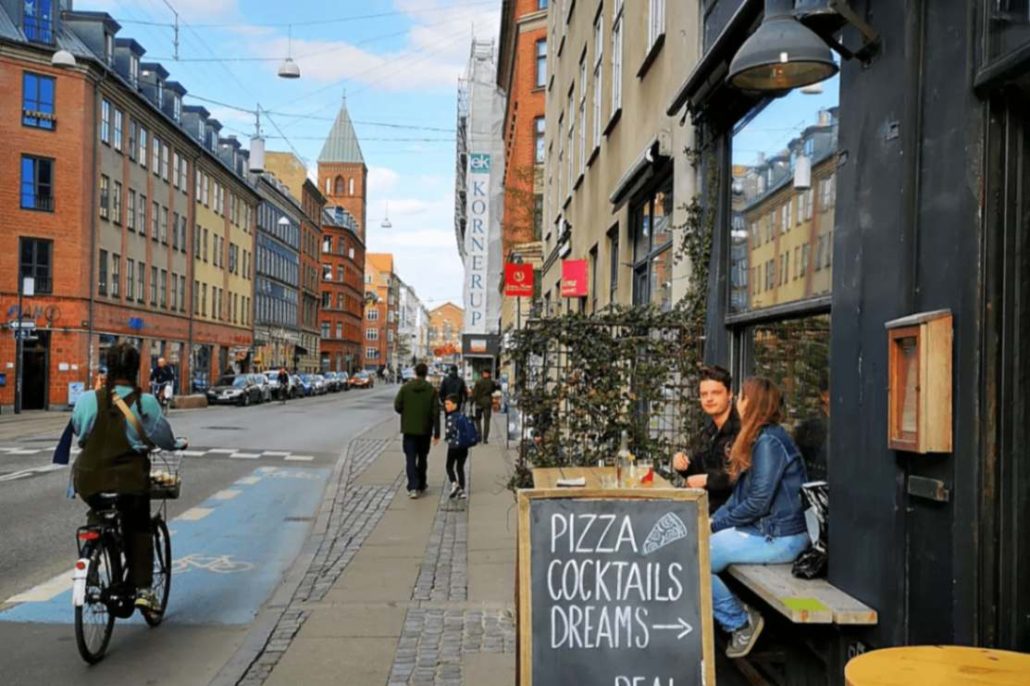 Must-see in Copenhagen: The Vesterbro District. This is a street view of the Vesterbro neighborhood.