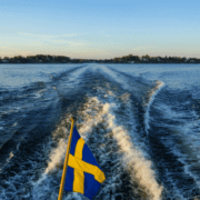 Swedish flag on a boat in Stockholm's archipelago