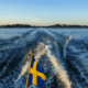 Swedish flag on a boat in Stockholm's archipelago