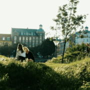 women sitting in a garden in Copenhagen