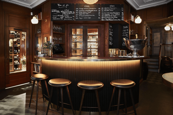 a hyggelig interior of a wine bar in Copenhagen