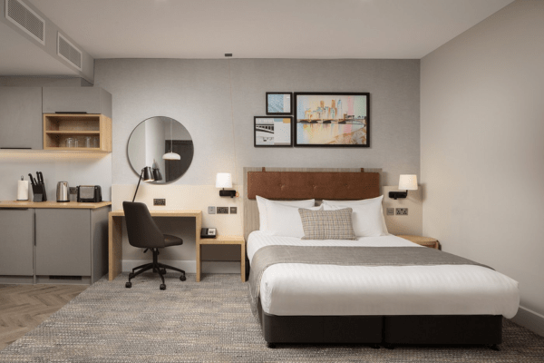 bedroom with kitchen at Staybridge Suites London
