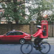 a person cycling in London