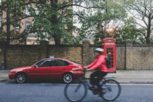 a person cycling in London