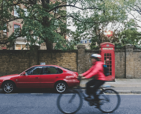 a person cycling in London