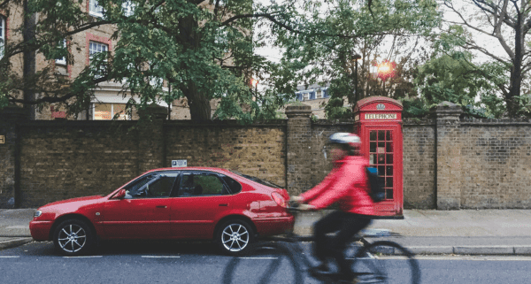 a person cycling in London