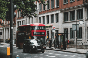 London's street with a red bus