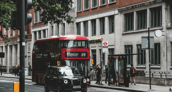 London's street with a red bus