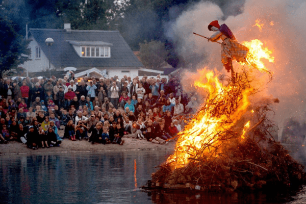 bonfire in Denmark to celebrate midsummer