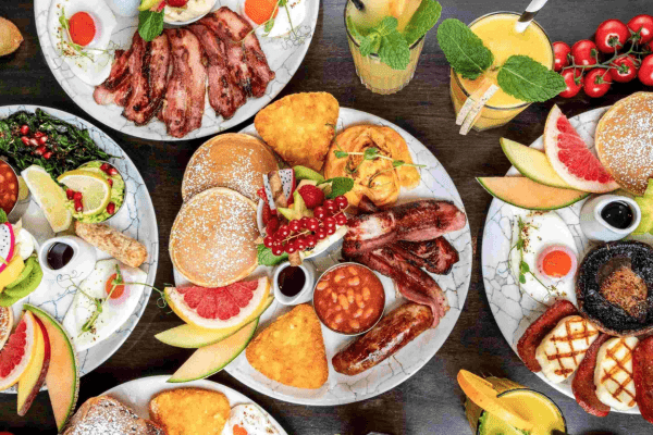 delicious brunch platters on a table