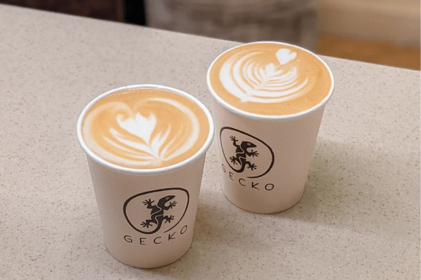 two cafe lattes