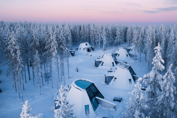 sunset view of igloo hotel