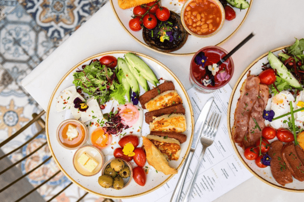 brunch plates on a table