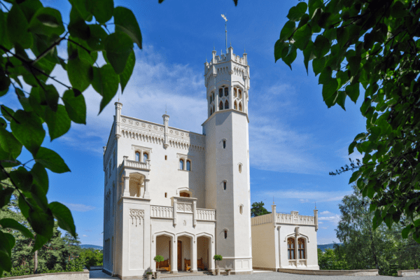 white church building