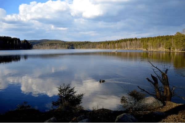 big lake with relections on the water
