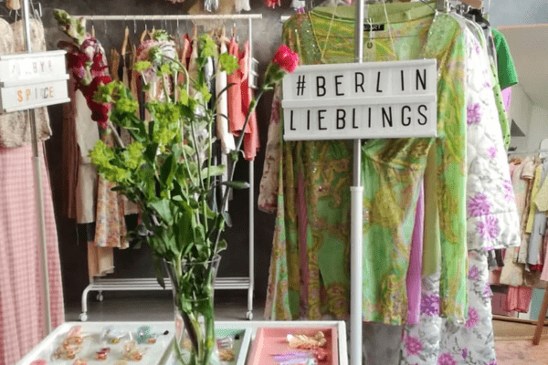 display of vintage tops inside a store