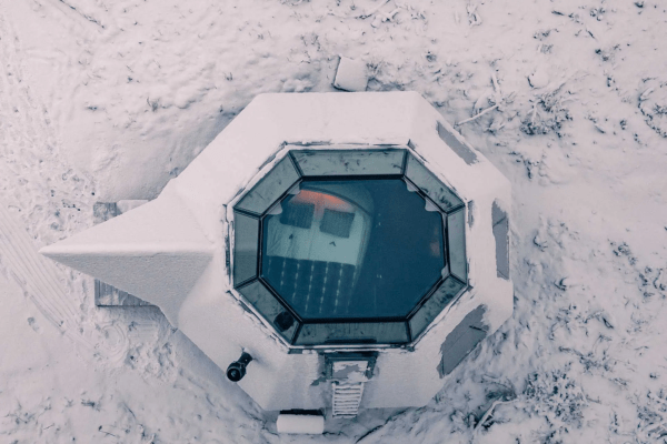 bird eye view of an igloo hotel