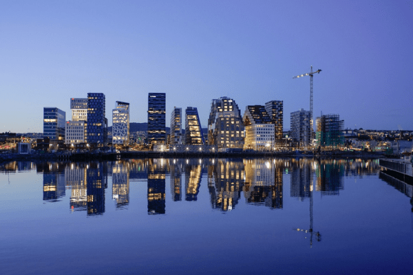 skyline of Oslo at night