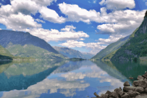 two mountains and a fjord