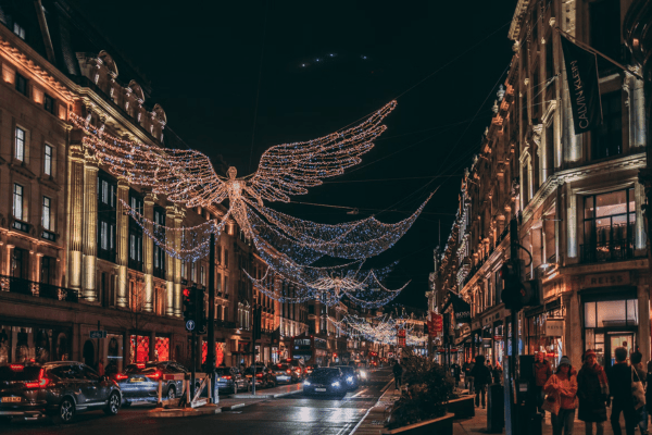 Christmas street decorations in London