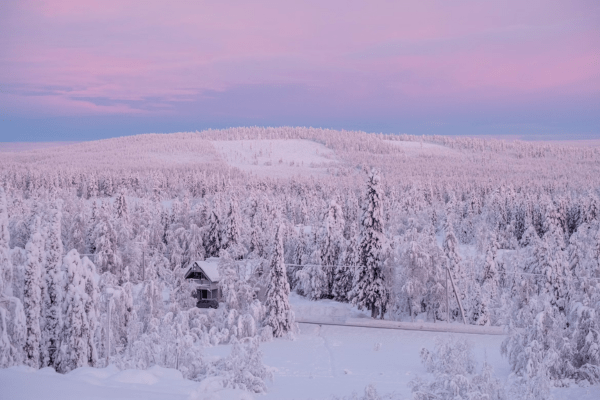 winter sunset in lapland