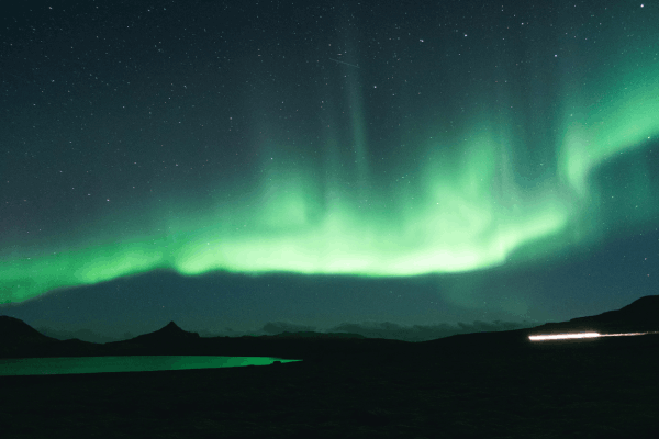 northern lights over Lake Mývatn